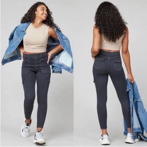Spanx Stretch Twill Ankle Cargo Pants Washed Black 2X Petite NWT